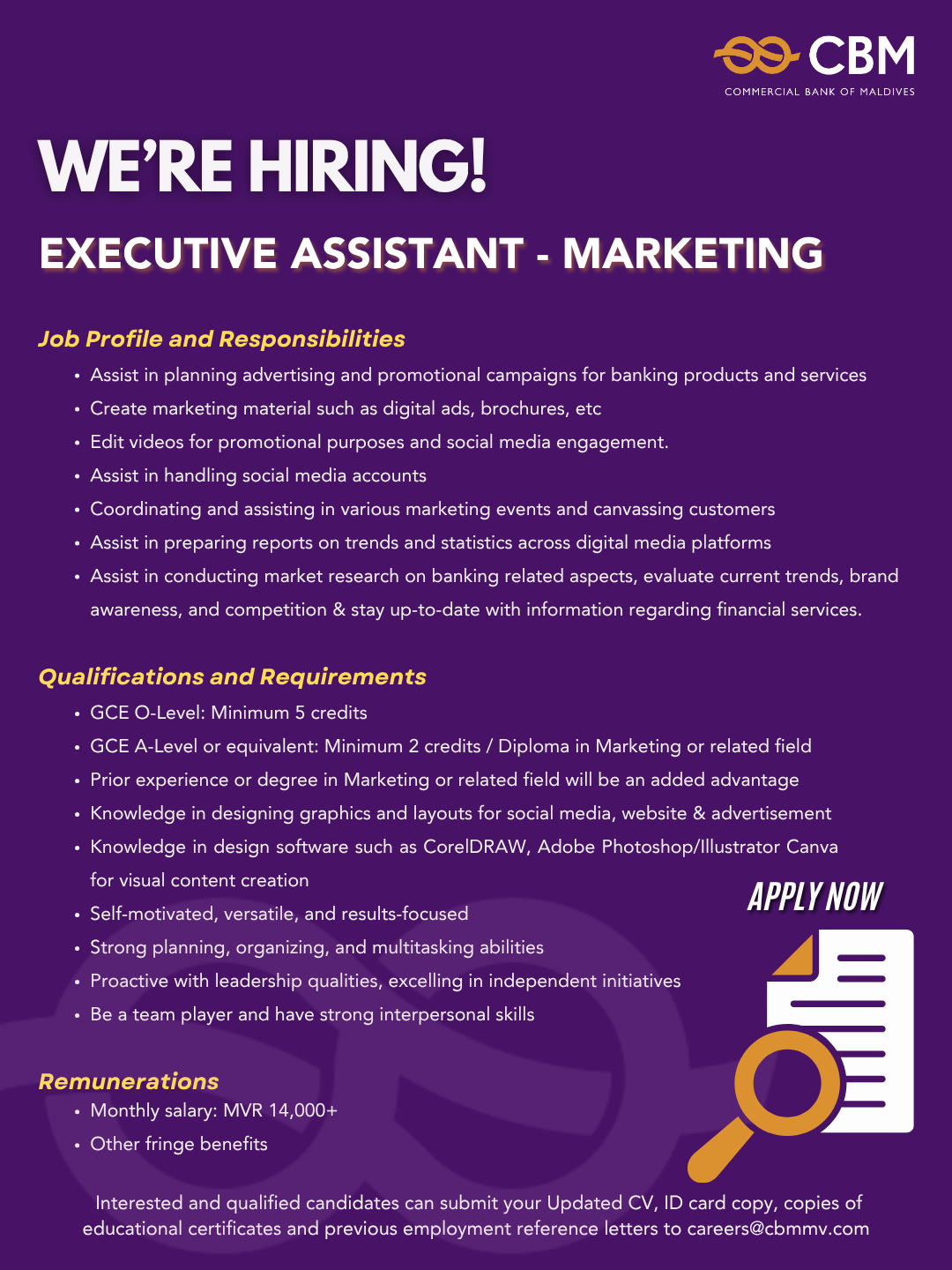 Executive Officer - Marketing Job Vacancy