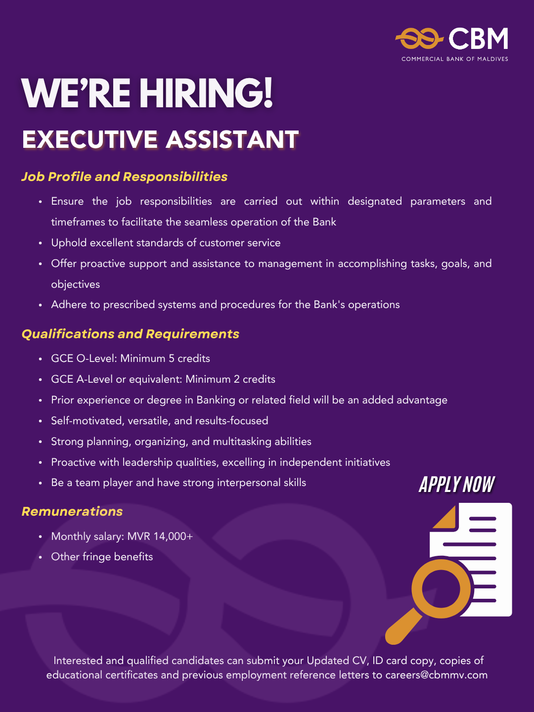 Executive Officer - Operations Job Vacancy
